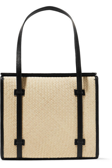 Iraca Box raffia and leather tote