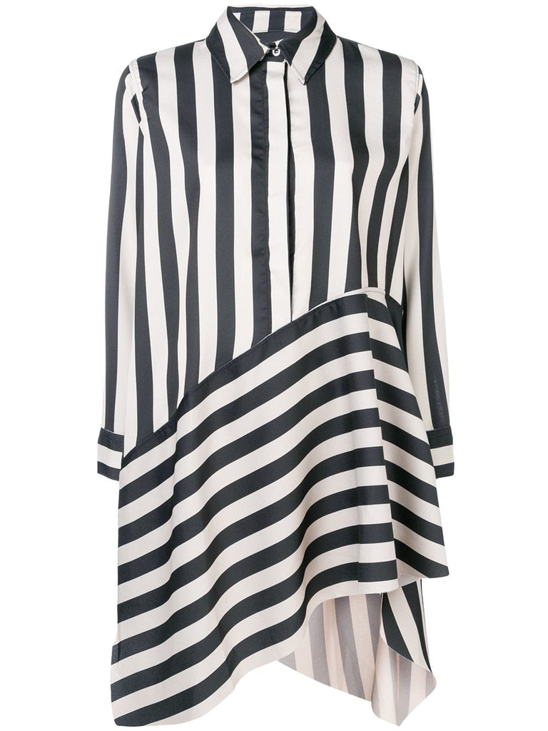 striped asymmetric shirt dress