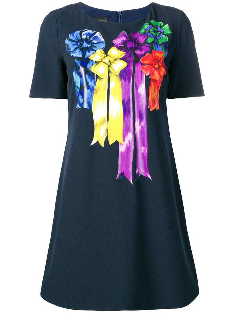 ribbon print T-shirt dress