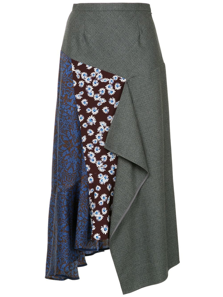 asymmetric pattern mix skirt