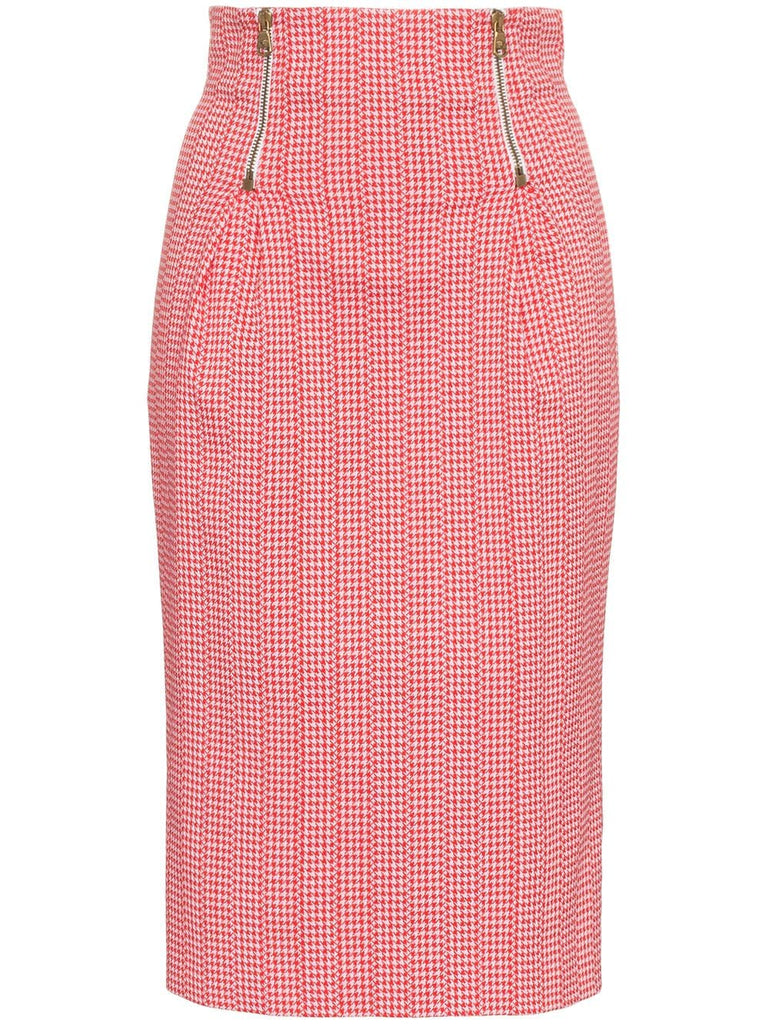 Houndstooth pencil skirt