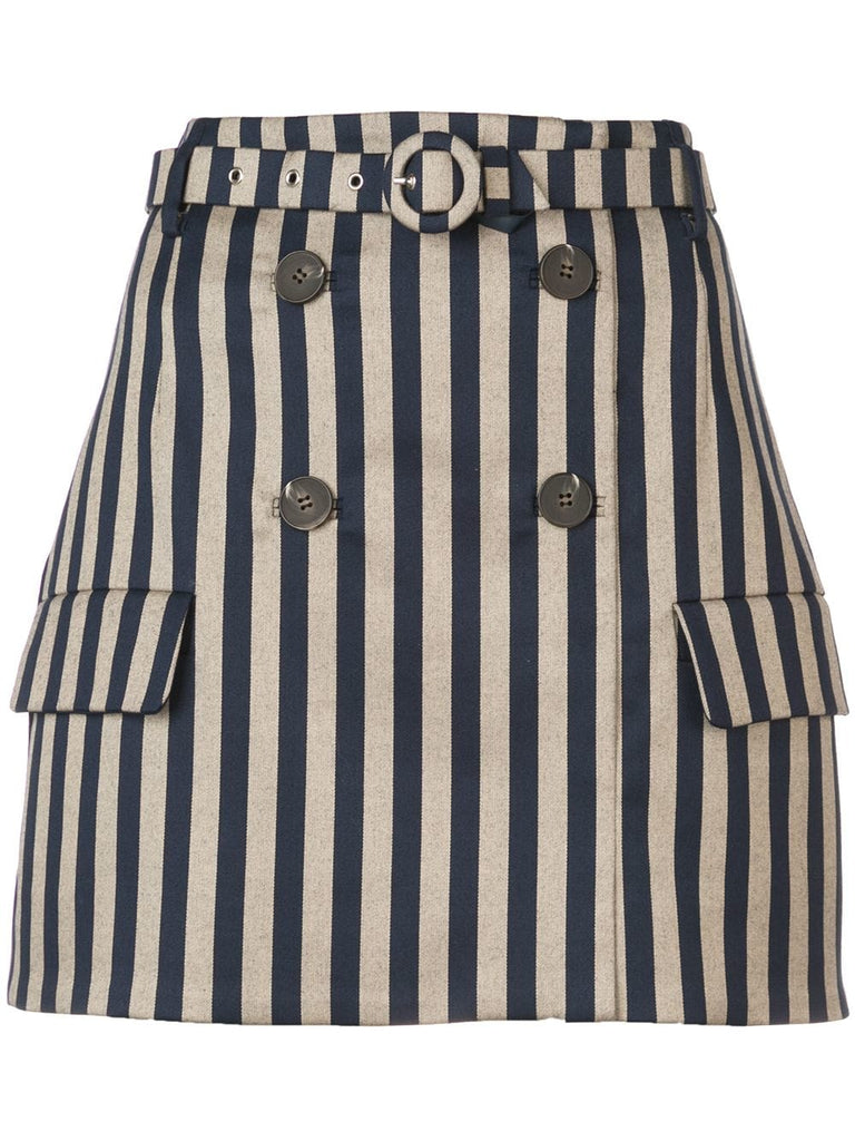 striped double breasted skirt