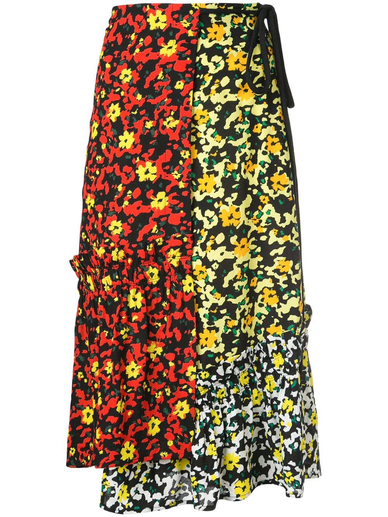 Multi Floral Asymmetrical Skirt