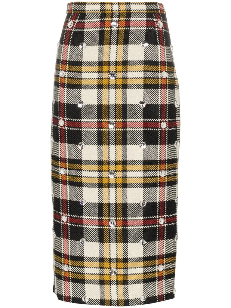 crystal check virgin wool skirt