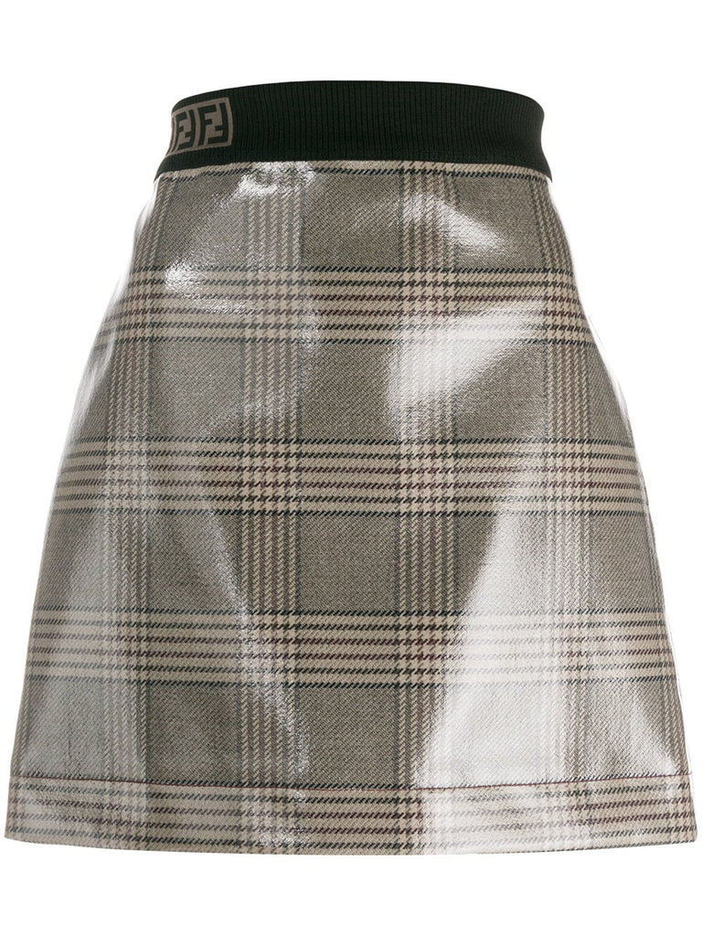 vernished checked skirt