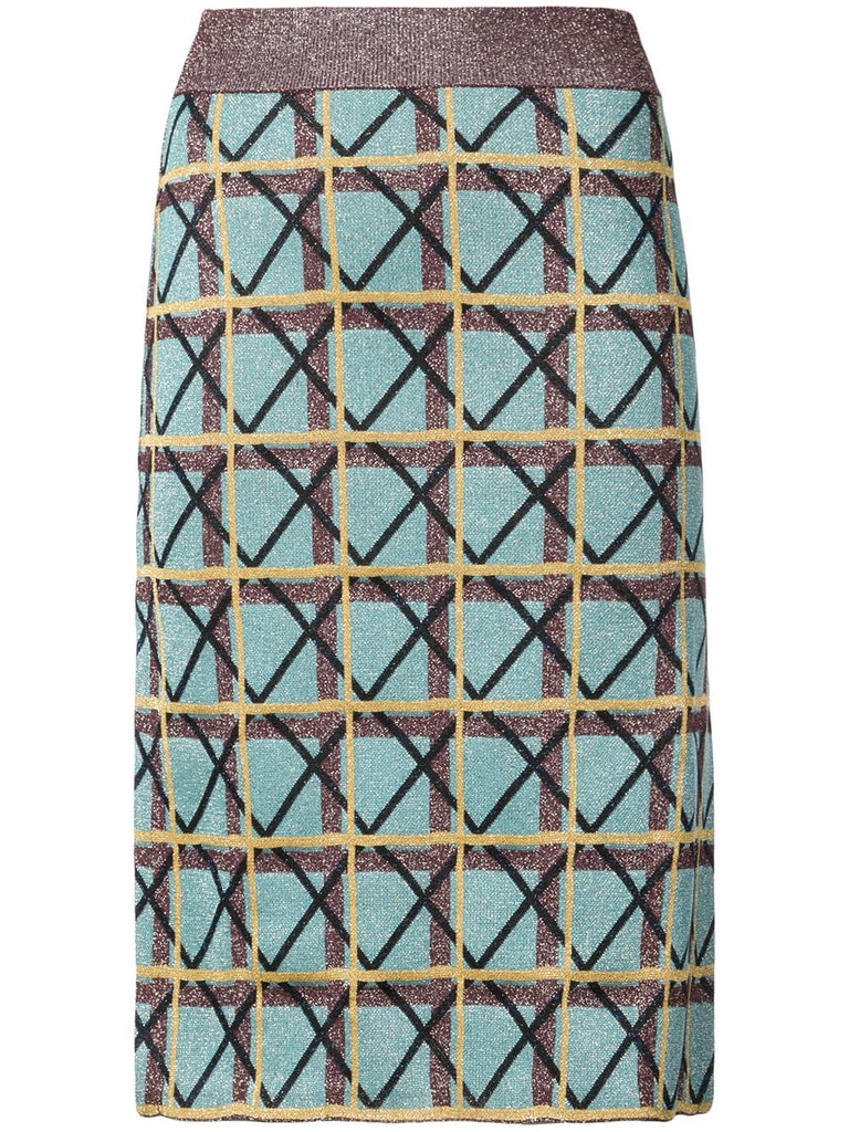 geometric pattern pencil skirt