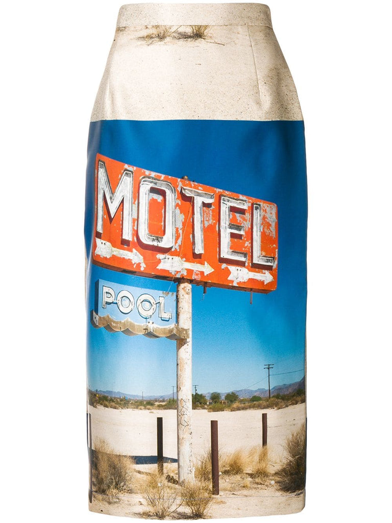 motel-print pencil skirt