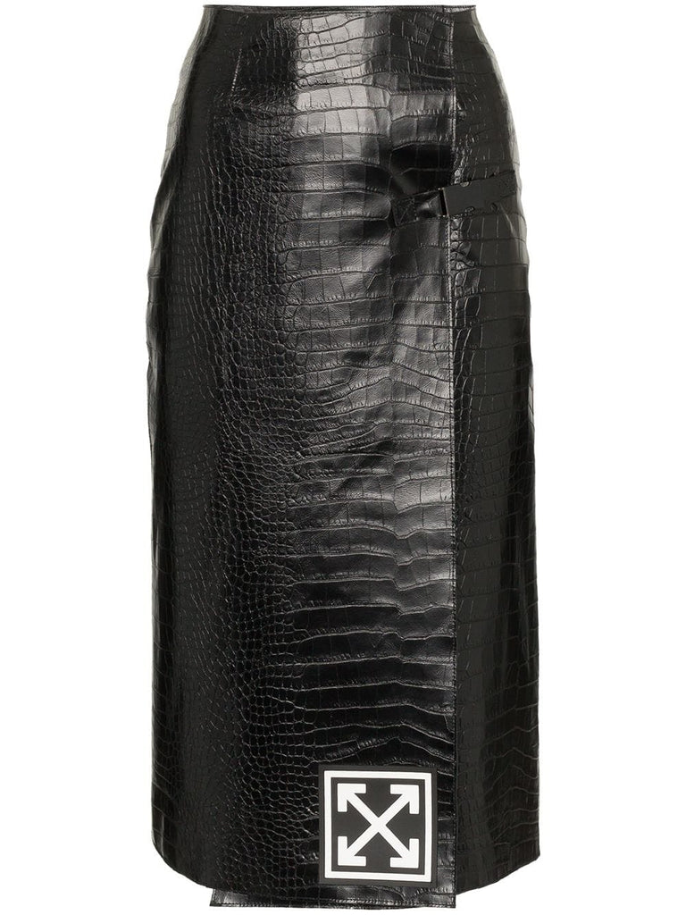 High-Waisted Leather Pencil Skirt