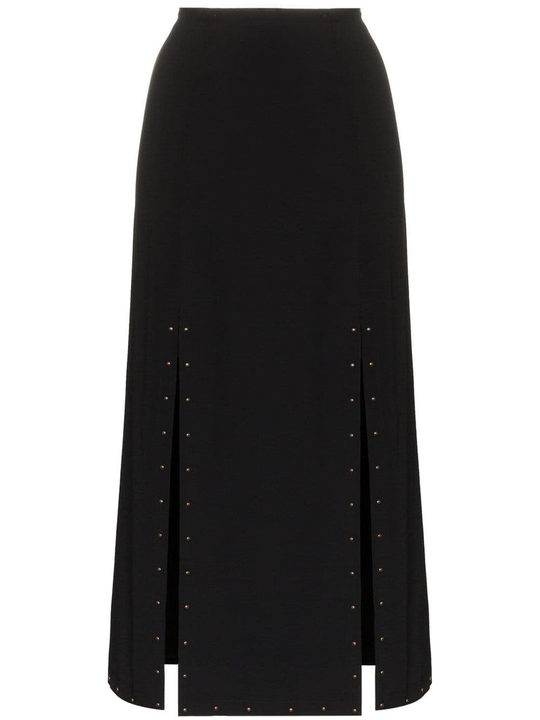 Studded slit midi skirt