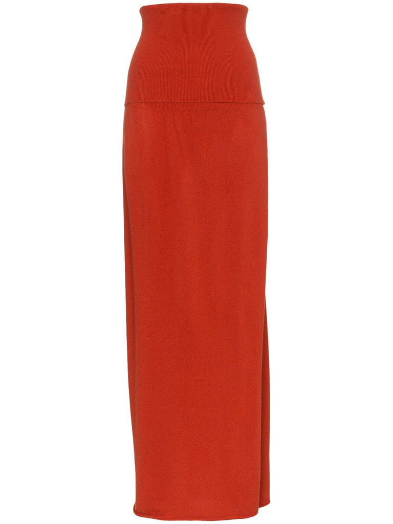 side slit wool-blend maxi skirt