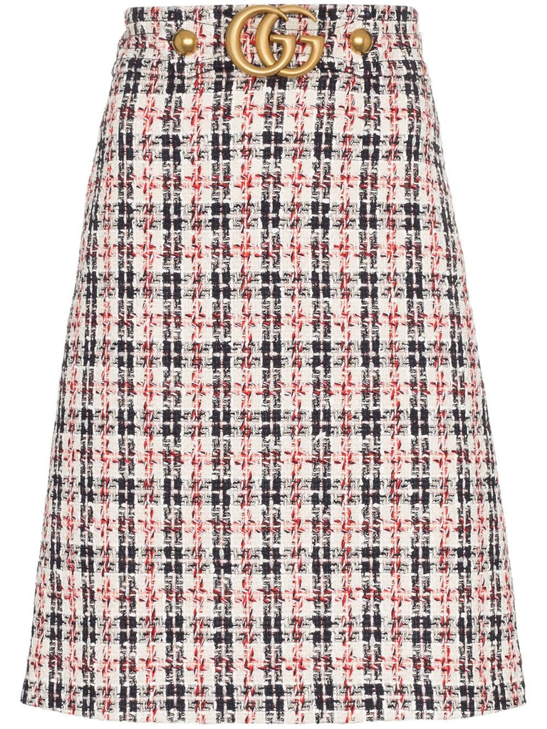 GG belt A-line tweed skirt