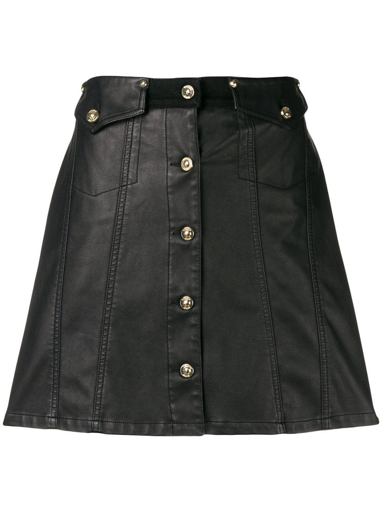 button front mini skirt