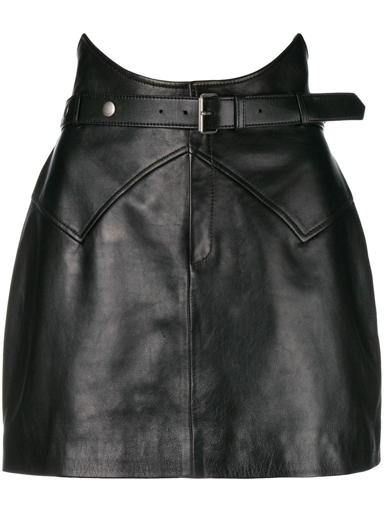 belted mini skirt