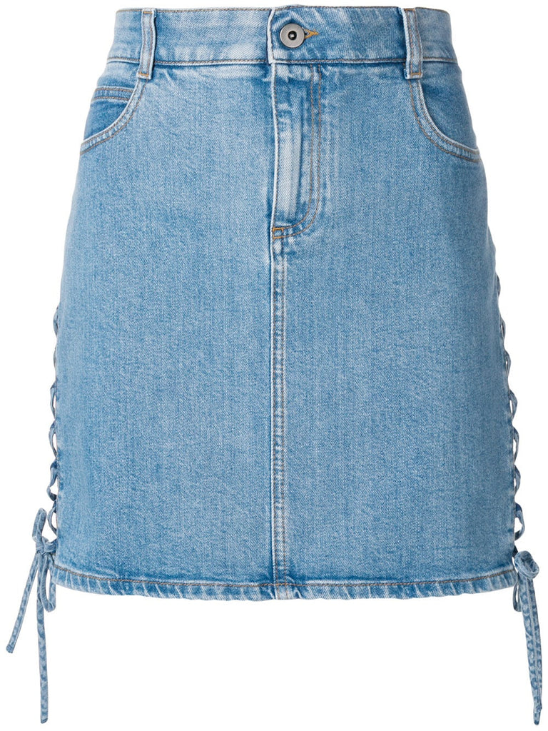 side lace-up denim skirt