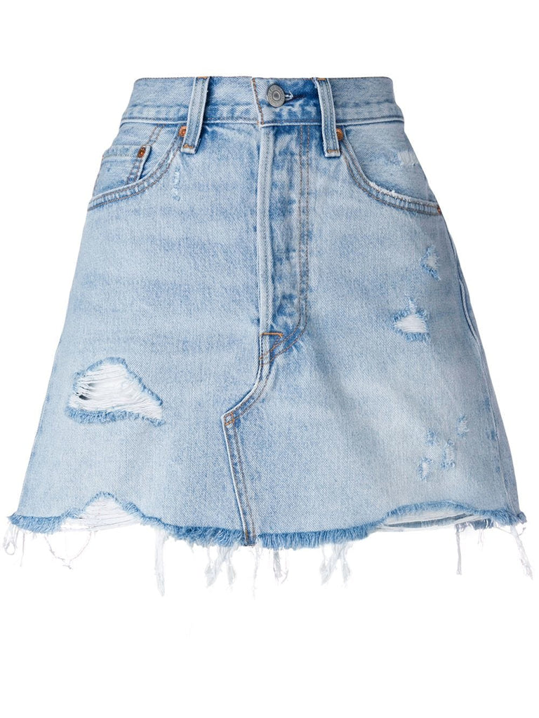 deconstructed denim skirt