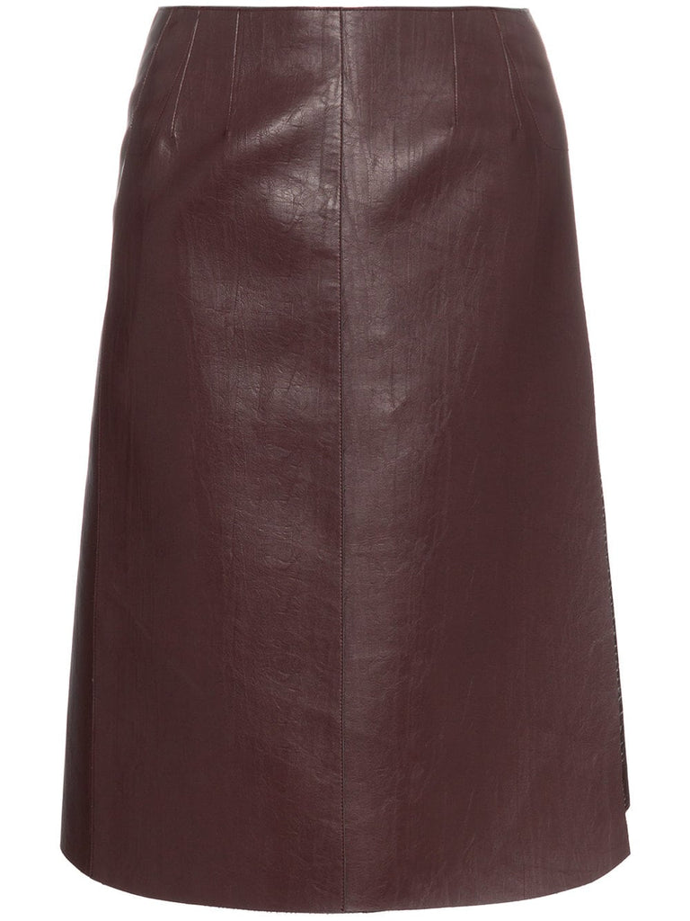 high waisted faux leather wrap skirt