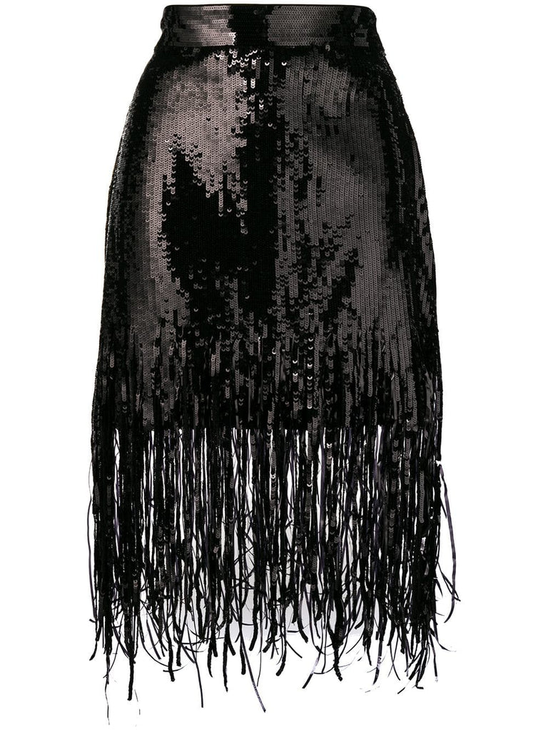 sequin fringed skirt