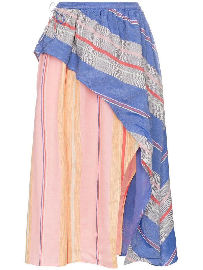 Tarouba stripe high waist silk cotton-blend skirt