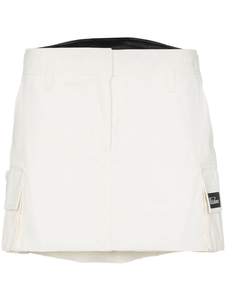 utility side pocket cotton blend mini skirt