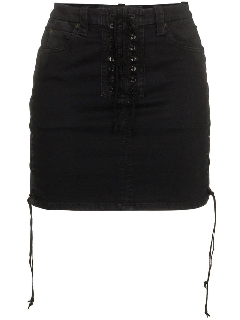 lace-up mini skirt