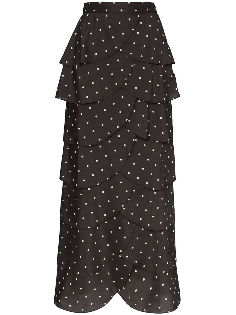 polka dot scalloped maxi skirt