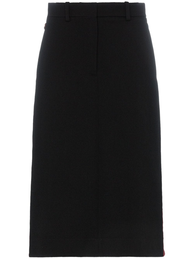 side buttoned wool pencil skirt