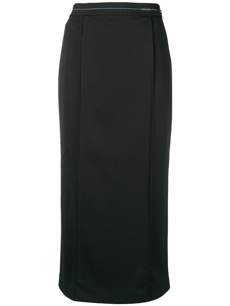 elasticated-waist midi skirt