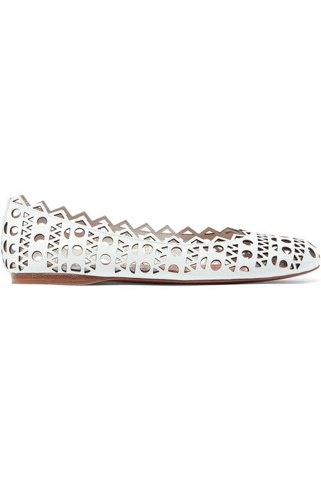 Laser-cut leather ballet flats