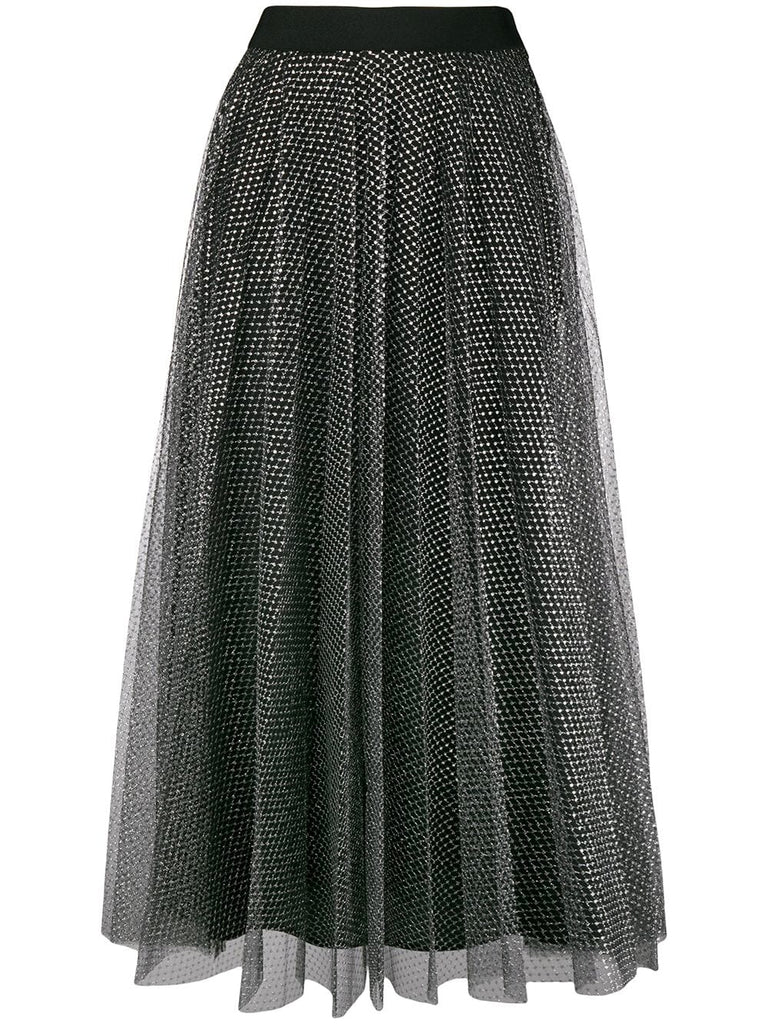 metallic tulle pleated skirt