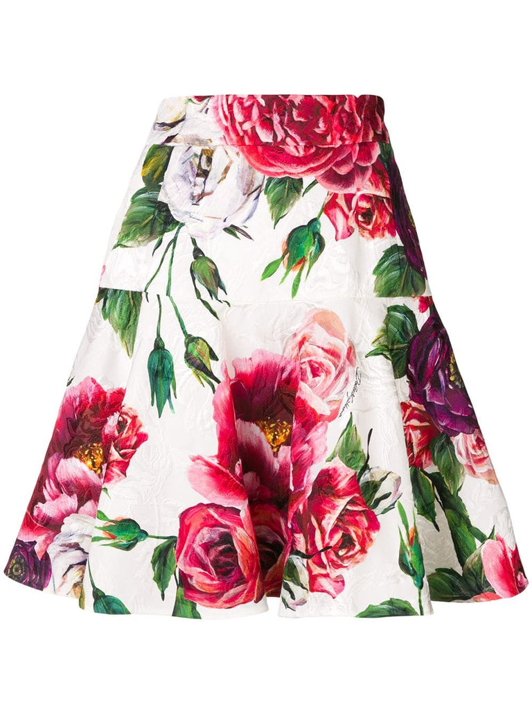 floral flared mini skirt