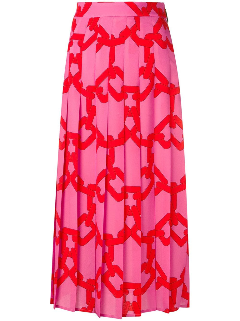 chain print pleated skirt