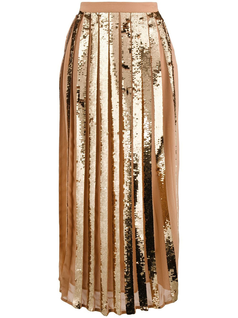 sequin ribbon midi skirt