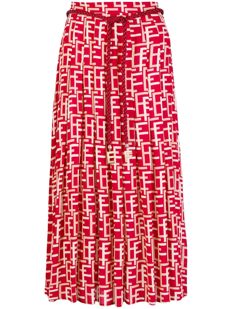 geometric printed pleated skirt