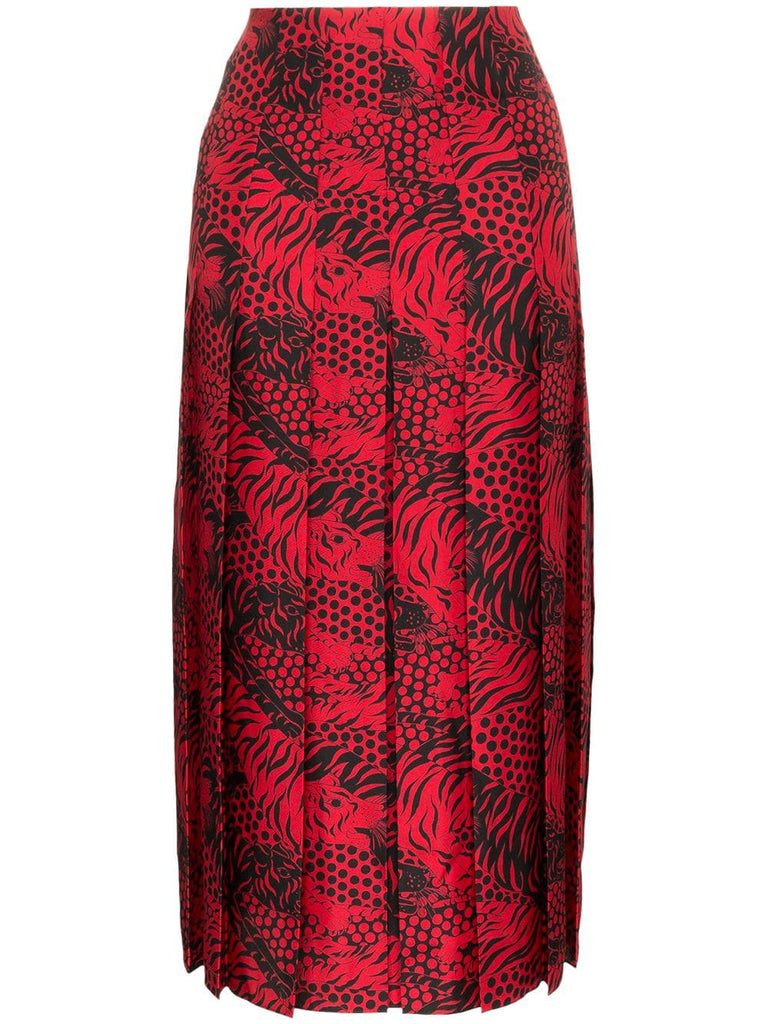 Tiger print pleated skirt