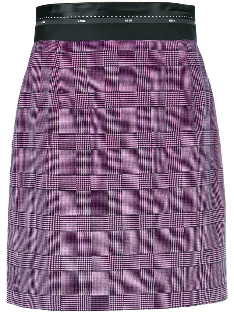 checked print short skirt