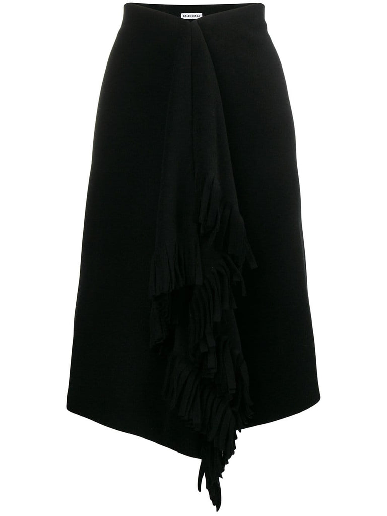 fringe detail knee length skirt