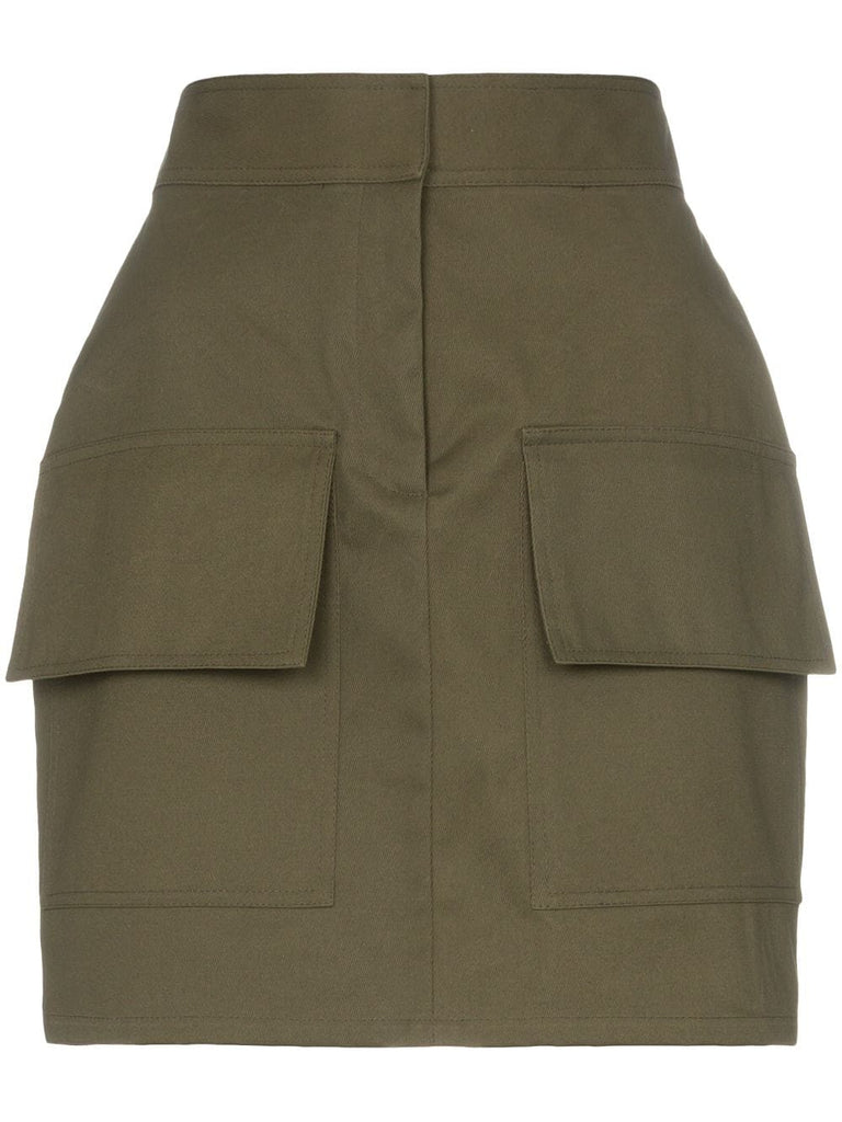 high waist utilitarian cotton mini skirt