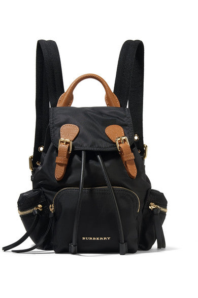 Small leather-trimmed gabardine backpack