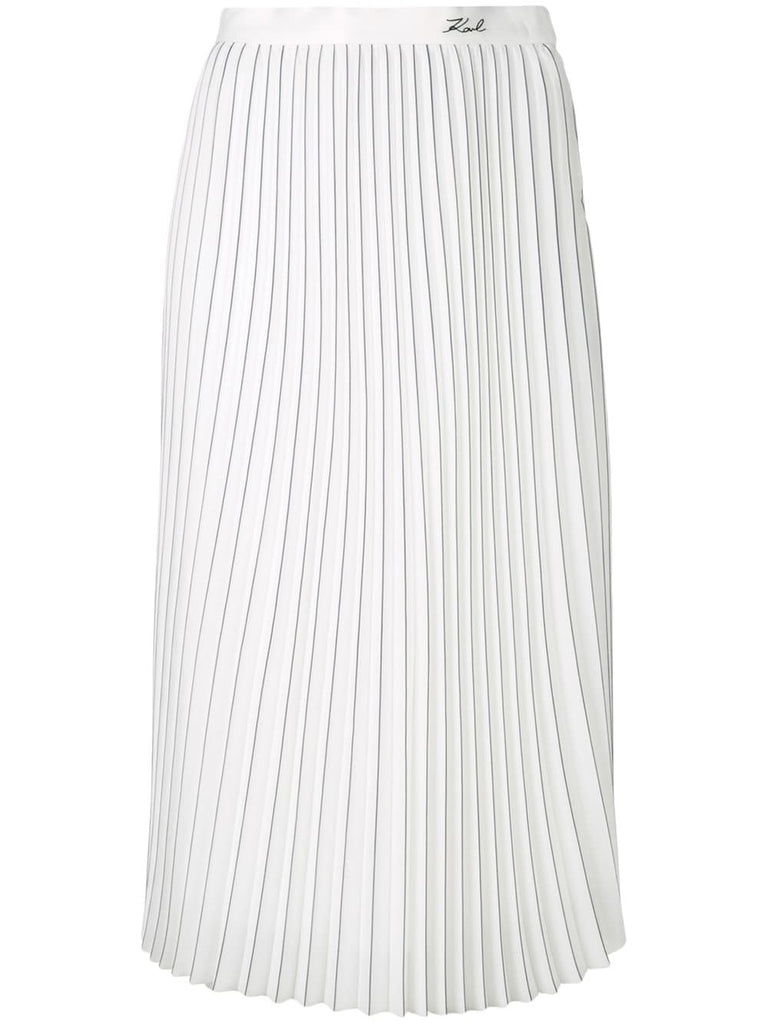 pinstripe pleated skirt