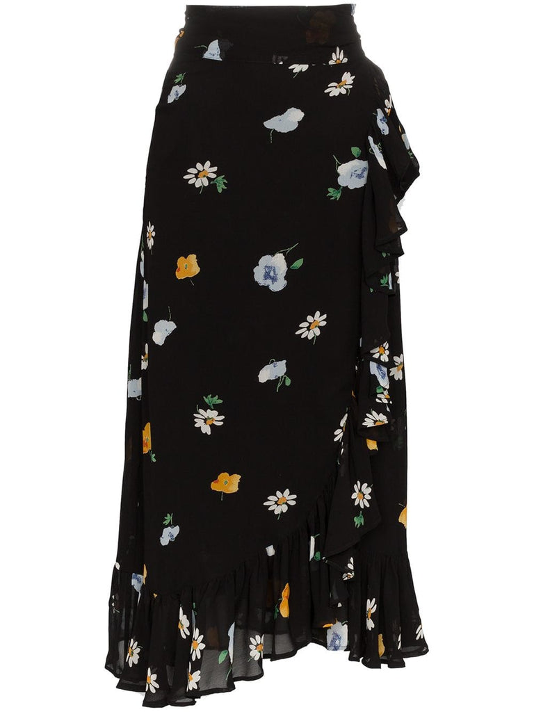 georgette floral and daisy wrap skirt