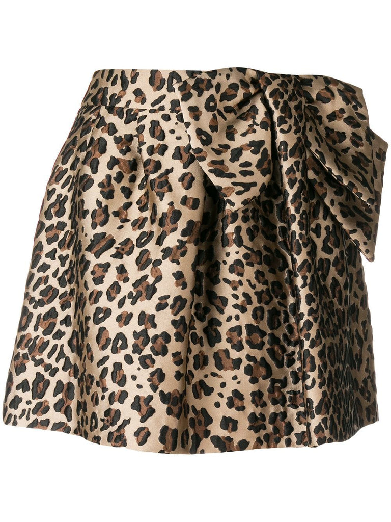 leopard print flared mini skirt