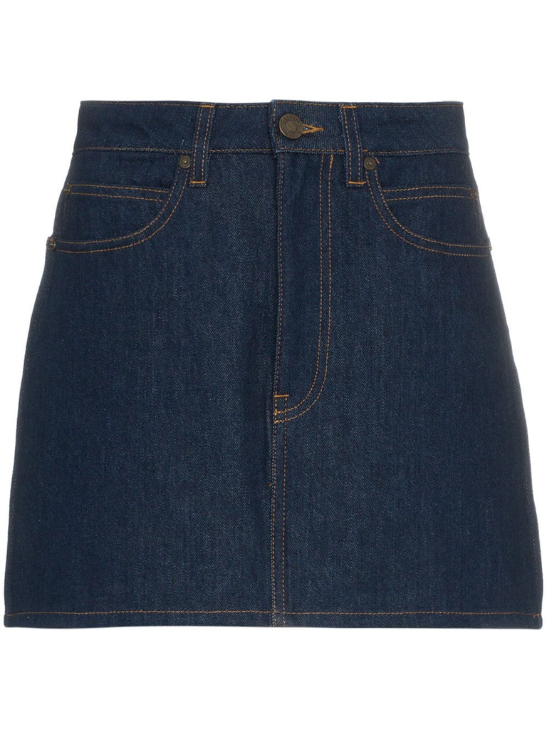 logo back denim mini skirt