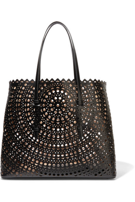 Laser-cut leather tote