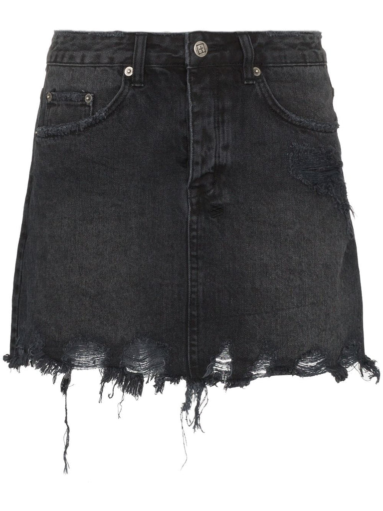 Mini Moss distressed denim mini skirt