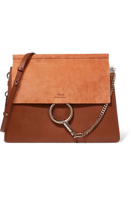 Faye medium leather and suede shoulder bag