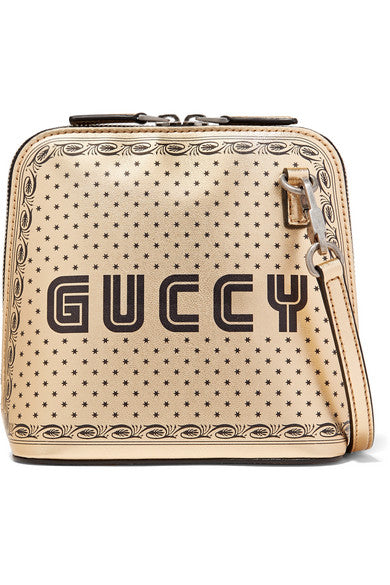 Guccy printed metallic leather shoulder bag