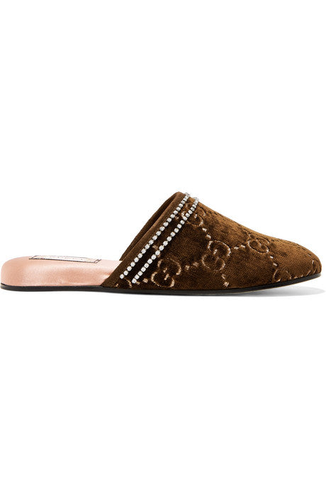 Rogue embellished logo-jacquard slippers