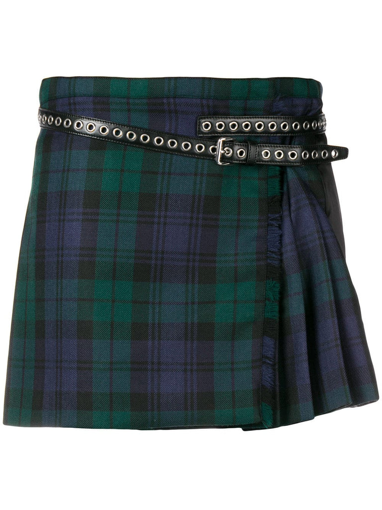 pleated plaid mini skirt