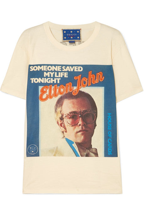 Elton John printed cotton-jersey T-shirt