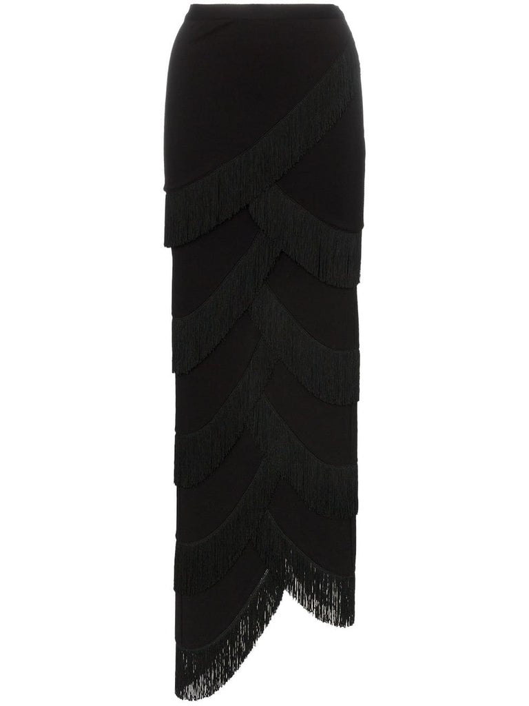 high-waisted fringed skirt